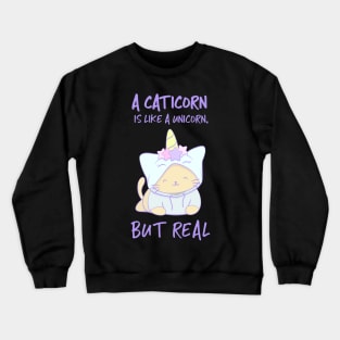 Cute Kitty Cat Unicorn - Kawaii Caticorn Crewneck Sweatshirt